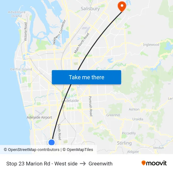 Stop 23 Marion Rd - West side to Greenwith map