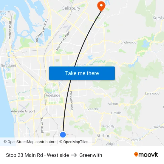 Stop 23 Main Rd - West side to Greenwith map