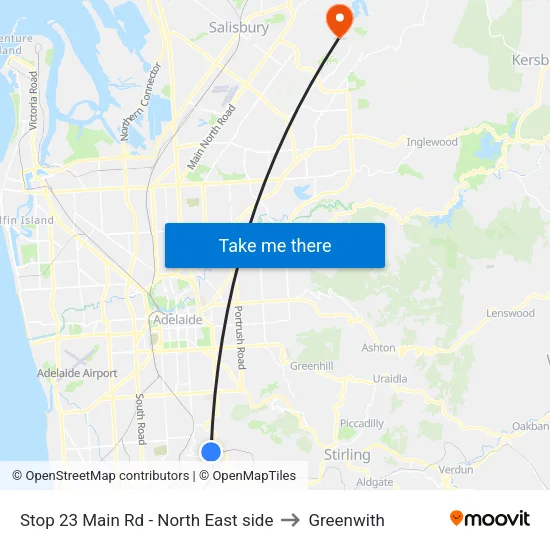 Stop 23 Main Rd - North East side to Greenwith map