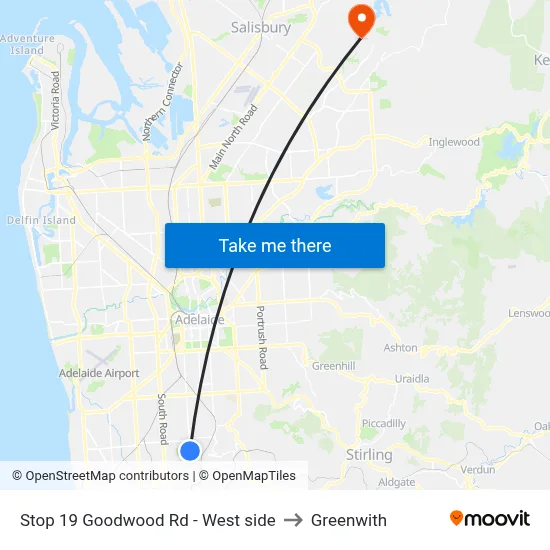 Stop 19 Goodwood Rd - West side to Greenwith map