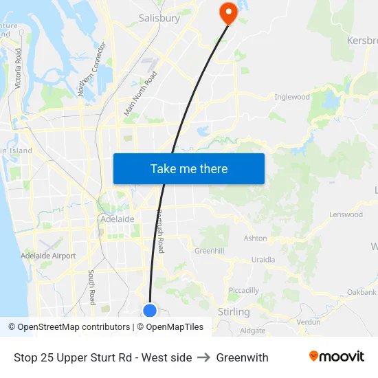 Stop 25 Upper Sturt Rd - West side to Greenwith map