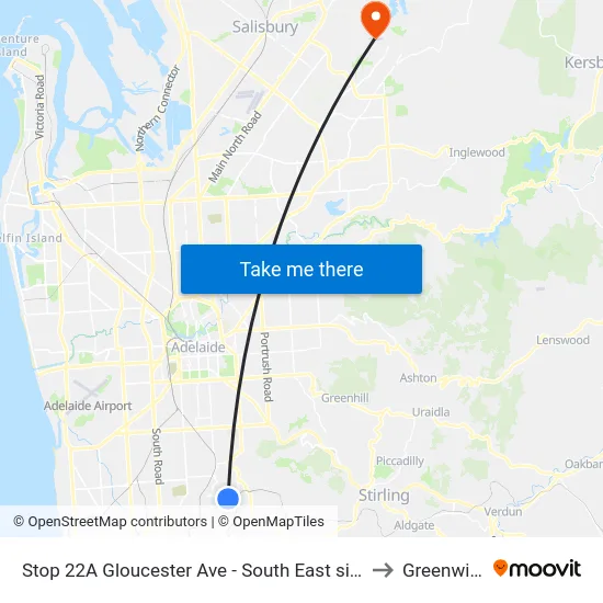 Stop 22A Gloucester Ave - South East side to Greenwith map