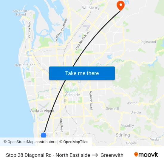 Stop 28 Diagonal Rd - North East side to Greenwith map