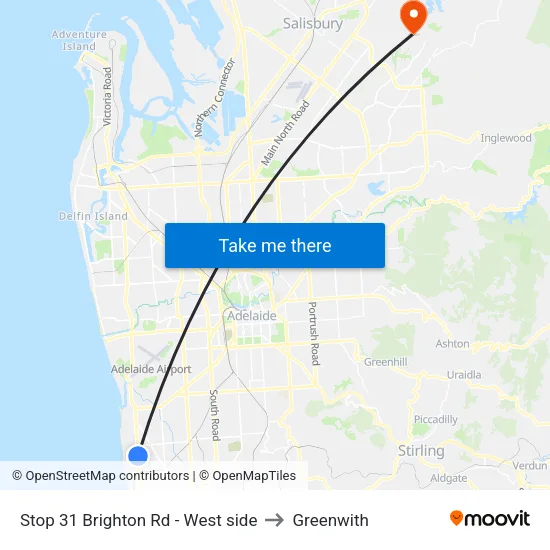 Stop 31 Brighton Rd - West side to Greenwith map
