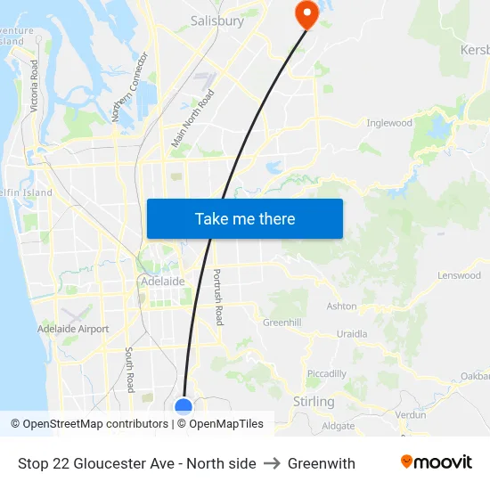 Stop 22 Gloucester Ave - North side to Greenwith map