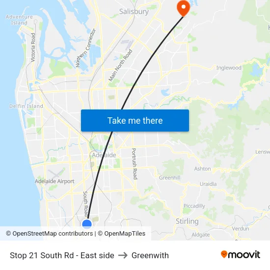 Stop 21 South Rd - East side to Greenwith map