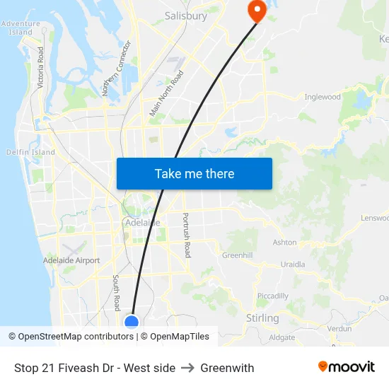 Stop 21 Fiveash Dr - West side to Greenwith map