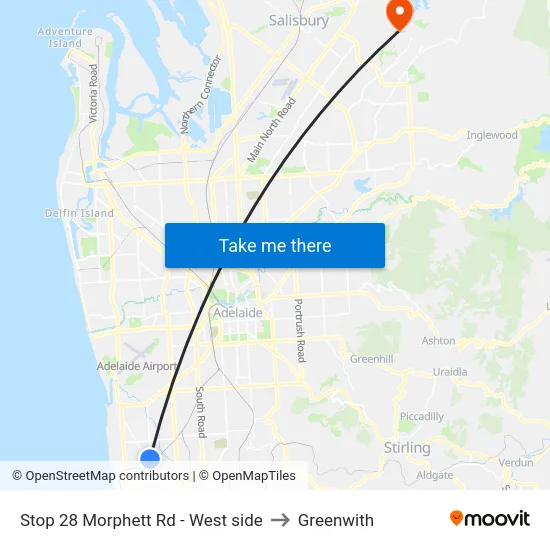 Stop 28 Morphett Rd - West side to Greenwith map