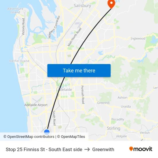 Stop 25 Finniss St - South East side to Greenwith map