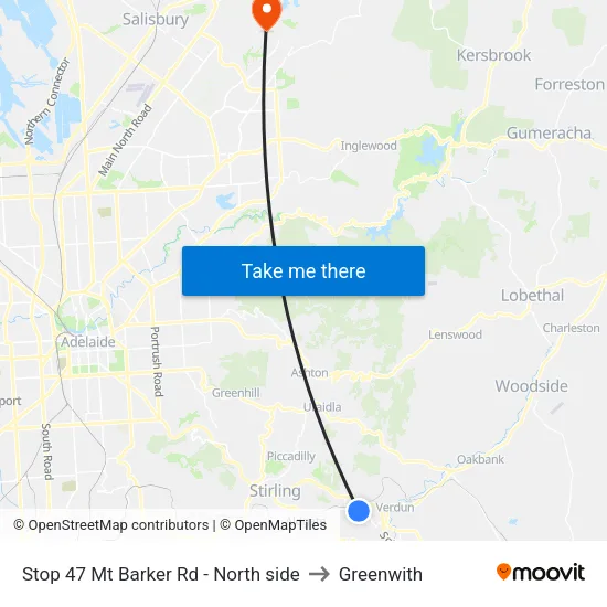 Stop 47 Mt Barker Rd - North side to Greenwith map