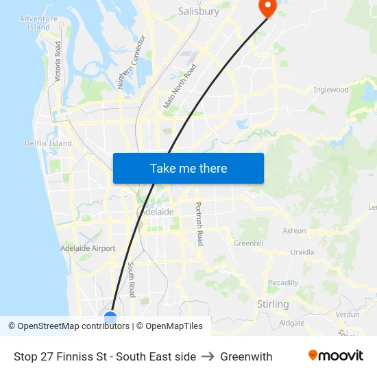 Stop 27 Finniss St - South East side to Greenwith map