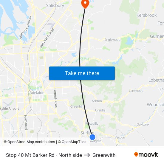 Stop 40 Mt Barker Rd - North side to Greenwith map