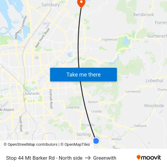 Stop 44 Mt Barker Rd - North side to Greenwith map