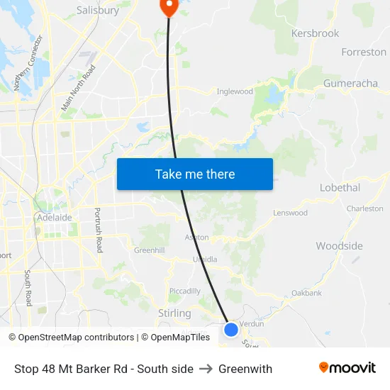 Stop 48 Mt Barker Rd - South side to Greenwith map
