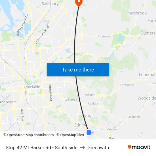 Stop 42 Mt Barker Rd - South side to Greenwith map