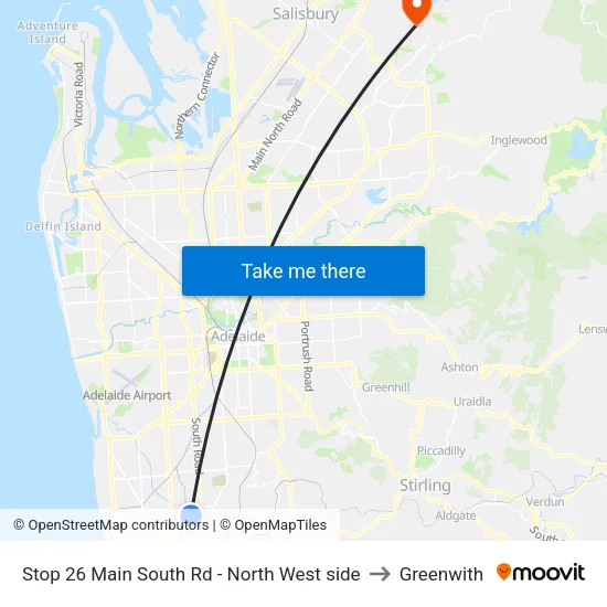 Stop 26 Main South Rd - North West side to Greenwith map