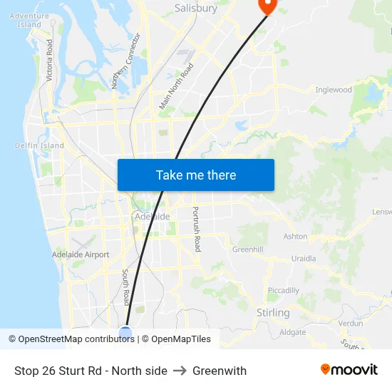 Stop 26 Sturt Rd - North side to Greenwith map
