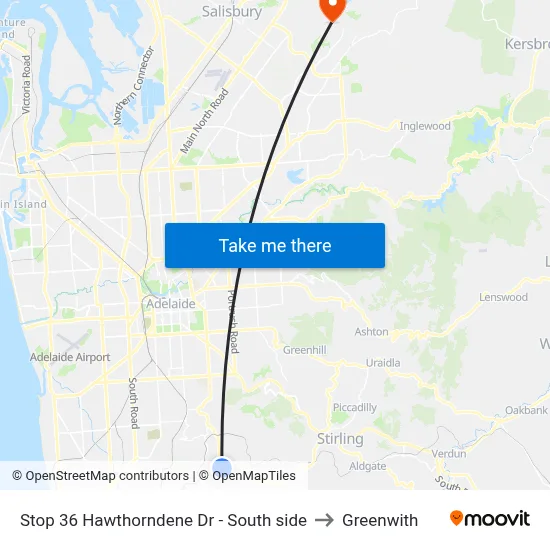Stop 36 Hawthorndene Dr - South side to Greenwith map