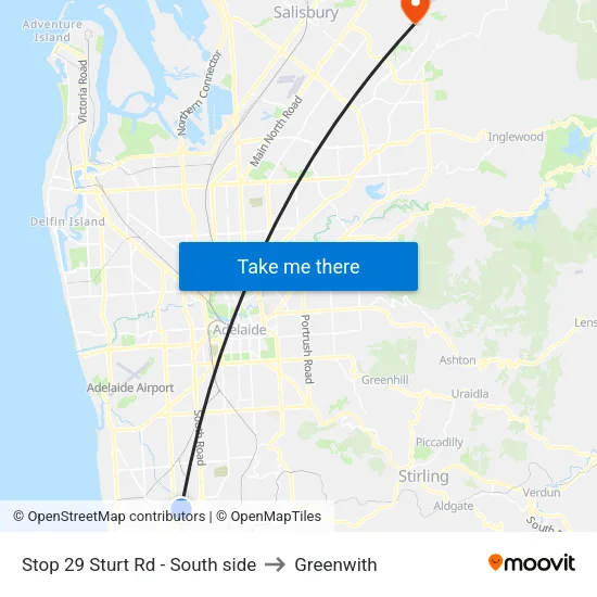 Stop 29 Sturt Rd - South side to Greenwith map