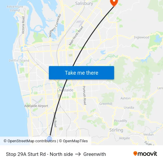 Stop 29A Sturt Rd - North side to Greenwith map