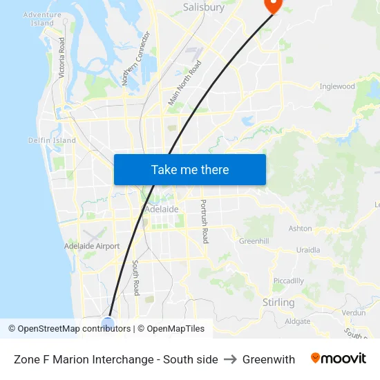 Zone F Marion Interchange - South side to Greenwith map