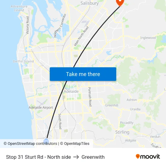 Stop 31 Sturt Rd - North side to Greenwith map