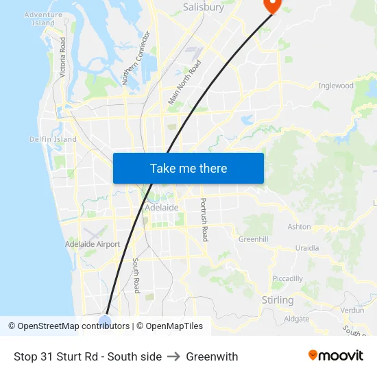 Stop 31 Sturt Rd - South side to Greenwith map