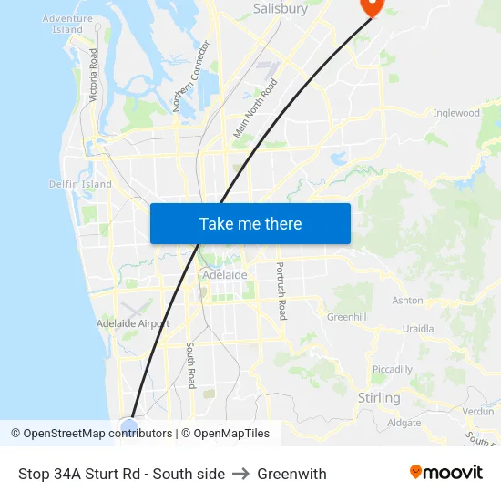 Stop 34A Sturt Rd - South side to Greenwith map