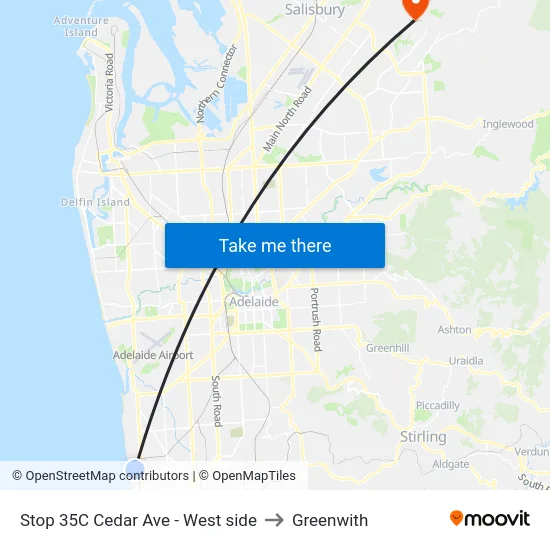 Stop 35C Cedar Ave - West side to Greenwith map