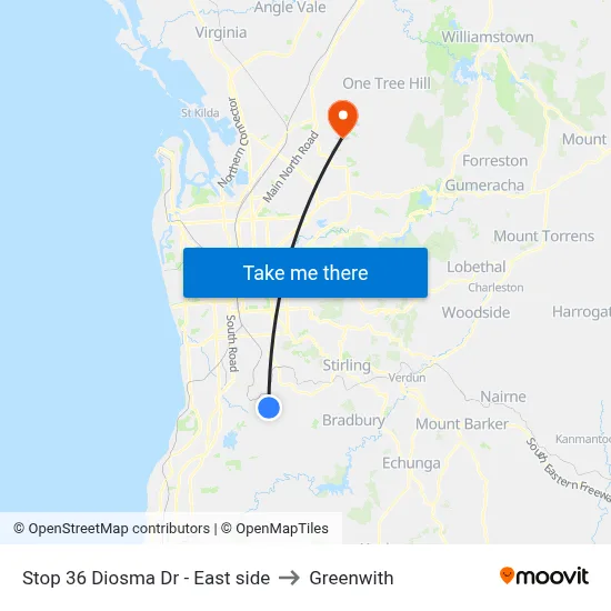 Stop 36 Diosma Dr - East side to Greenwith map