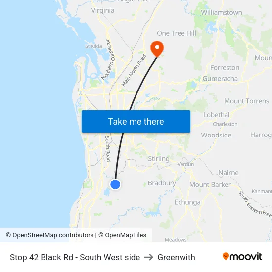 Stop 42 Black Rd - South West side to Greenwith map