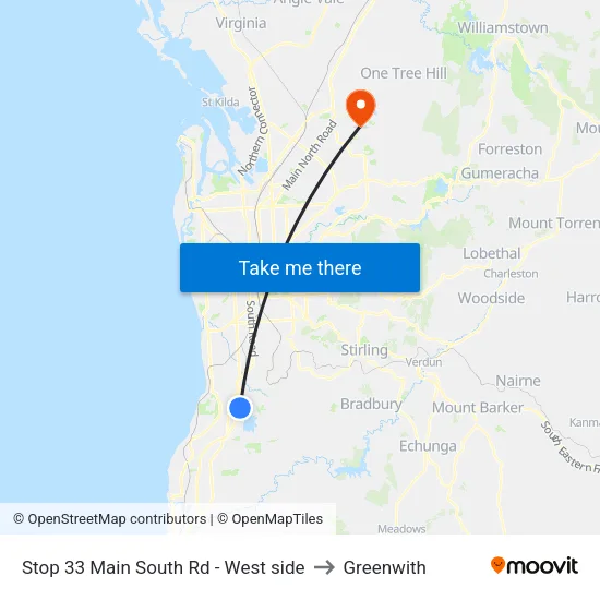 Stop 33 Main South Rd - West side to Greenwith map
