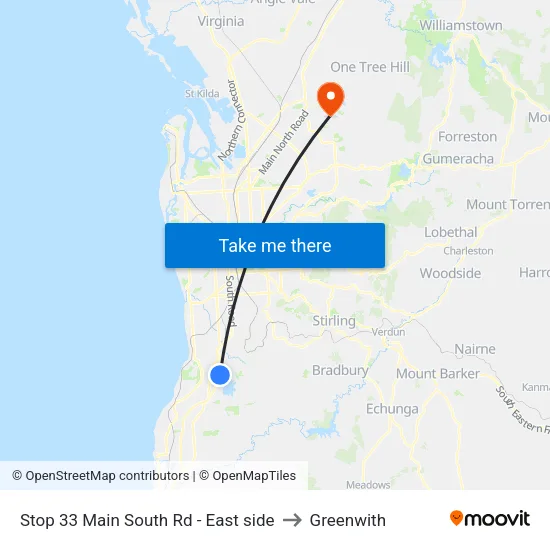 Stop 33 Main South Rd - East side to Greenwith map