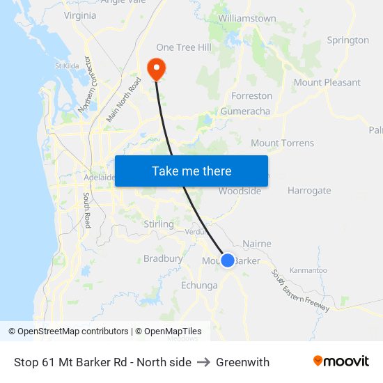 Stop 61 Mt Barker Rd - North side to Greenwith map