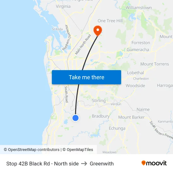 Stop 42B Black Rd - North side to Greenwith map