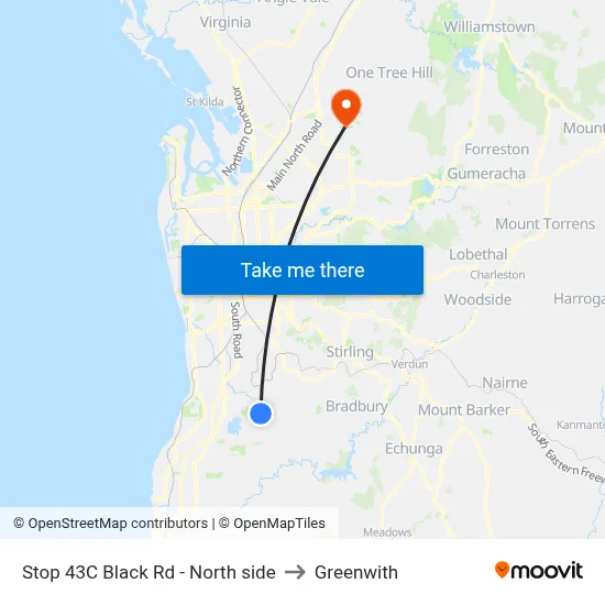 Stop 43C Black Rd - North side to Greenwith map