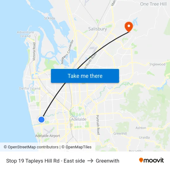 Stop 19 Tapleys Hill Rd - East side to Greenwith map