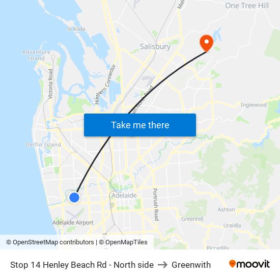 Stop 14 Henley Beach Rd - North side to Greenwith map