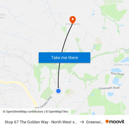 Stop 67 The Golden Way - North West side to Greenwith map