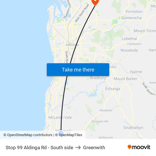 Stop 99 Aldinga Rd - South side to Greenwith map