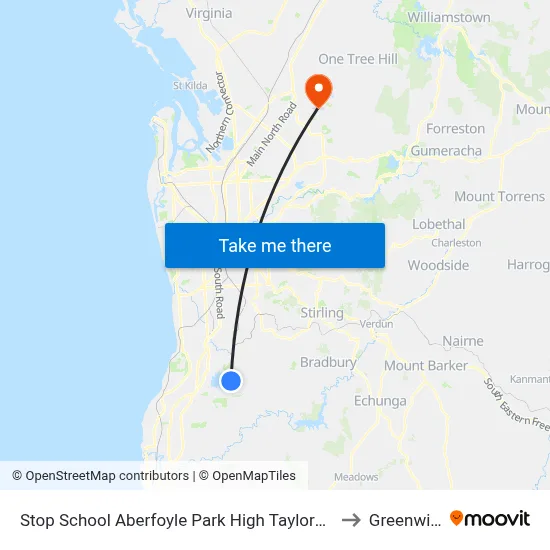 Stop School Aberfoyle Park High Taylors Rd to Greenwith map