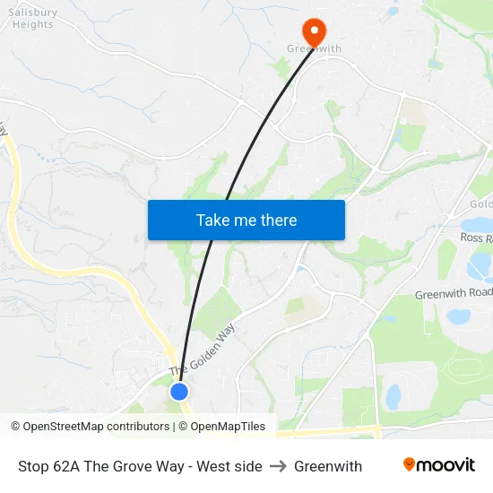 Stop 62A The Grove Way - West side to Greenwith map