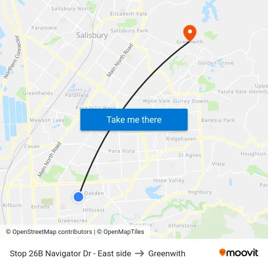 Stop 26B Navigator Dr - East side to Greenwith map