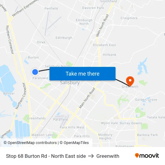 Stop 68 Burton Rd - North East side to Greenwith map