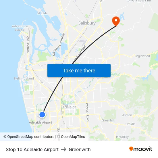 Stop 10 Adelaide Airport to Greenwith map