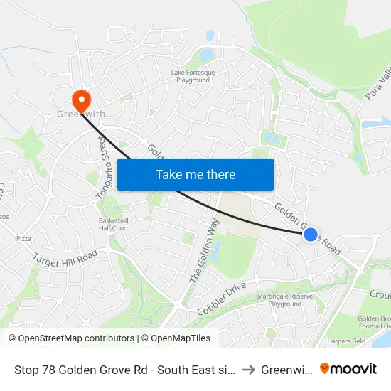 Stop 78 Golden Grove Rd - South East side to Greenwith map