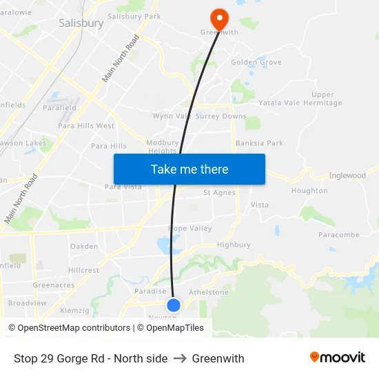 Stop 29 Gorge Rd - North side to Greenwith map