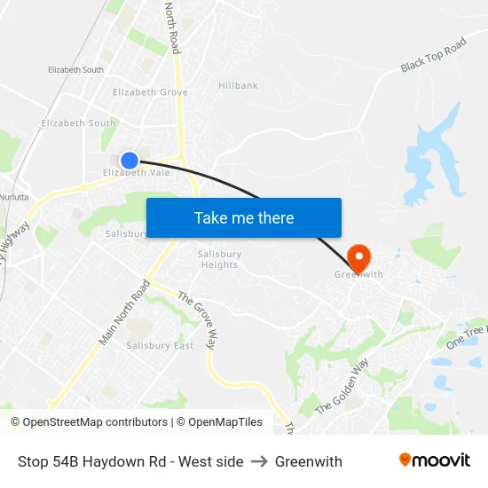 Stop 54B Haydown Rd - West side to Greenwith map
