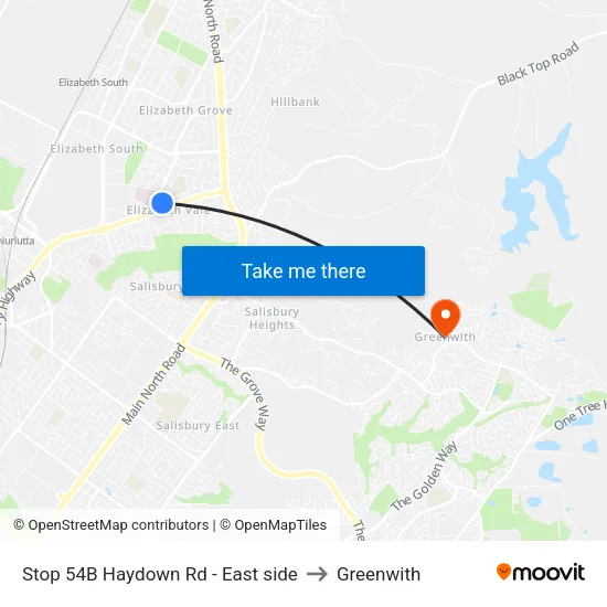 Stop 54B Haydown Rd - East side to Greenwith map
