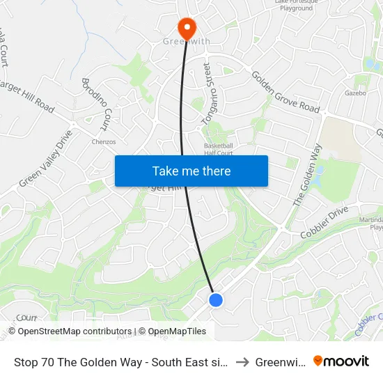 Stop 70 The Golden Way - South East side to Greenwith map